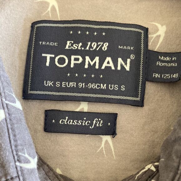 TOPMAN Button Down Gray Short Sleeve Shirt Small - Picture 5 of 7